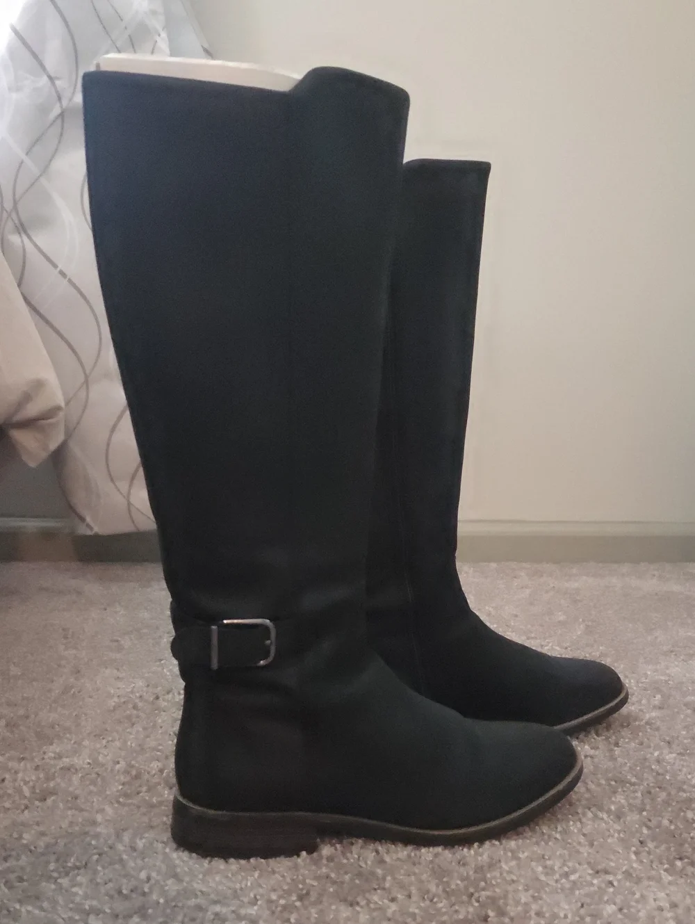 Clarks Black Knee-High Buckle Riding Boots - Women